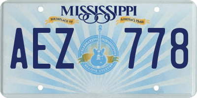 MS license plate AEZ778