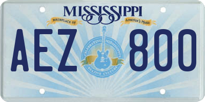 MS license plate AEZ800