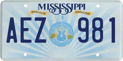 MS license plate AEZ981