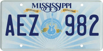MS license plate AEZ982