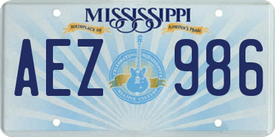MS license plate AEZ986