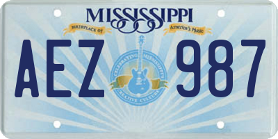 MS license plate AEZ987
