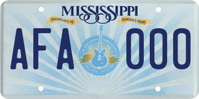 MS license plate AFA000