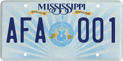 MS license plate AFA001