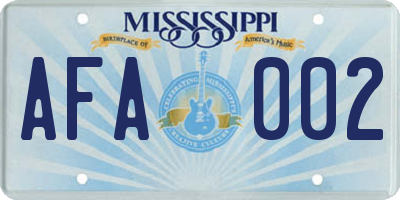 MS license plate AFA002
