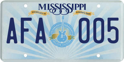 MS license plate AFA005