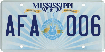 MS license plate AFA006