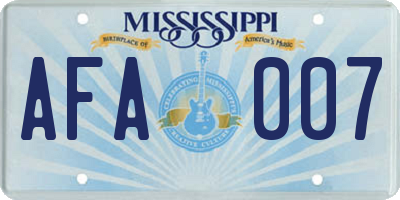 MS license plate AFA007