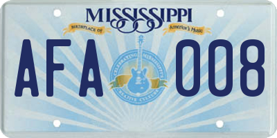 MS license plate AFA008
