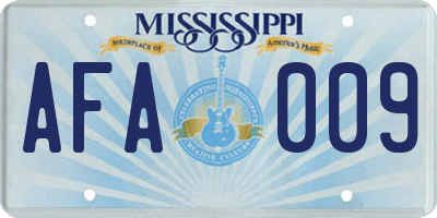 MS license plate AFA009