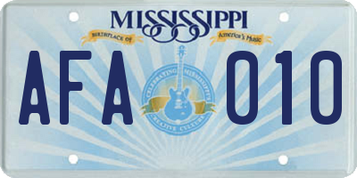 MS license plate AFA010