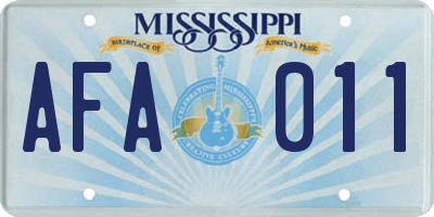 MS license plate AFA011