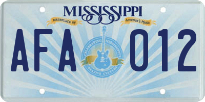 MS license plate AFA012