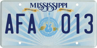 MS license plate AFA013