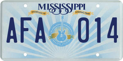 MS license plate AFA014