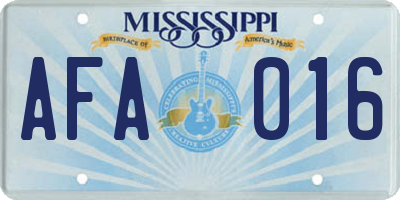 MS license plate AFA016