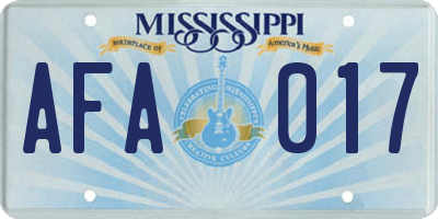 MS license plate AFA017