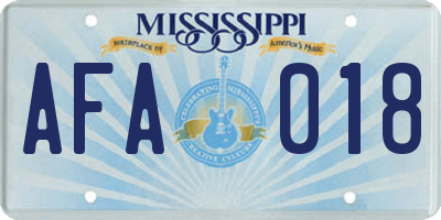MS license plate AFA018