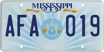 MS license plate AFA019