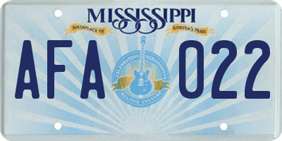 MS license plate AFA022