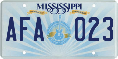 MS license plate AFA023