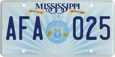 MS license plate AFA025