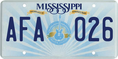 MS license plate AFA026