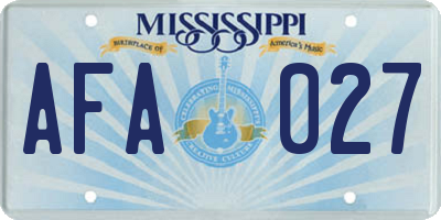 MS license plate AFA027