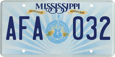 MS license plate AFA032