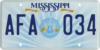 MS license plate AFA034