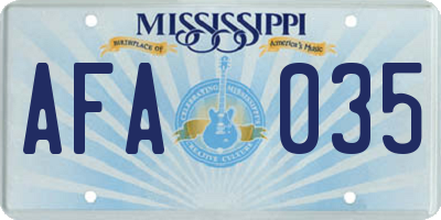 MS license plate AFA035