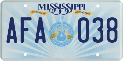 MS license plate AFA038