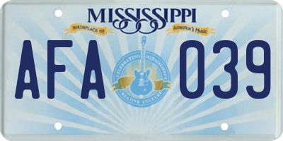 MS license plate AFA039