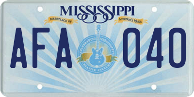 MS license plate AFA040