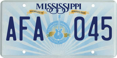 MS license plate AFA045