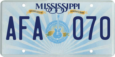 MS license plate AFA070