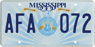 MS license plate AFA072