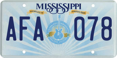 MS license plate AFA078