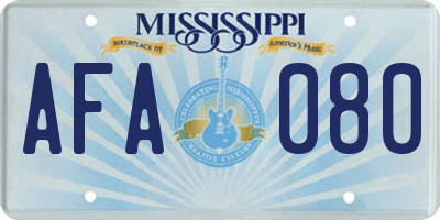 MS license plate AFA080