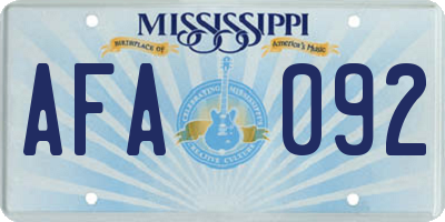 MS license plate AFA092