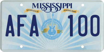 MS license plate AFA100