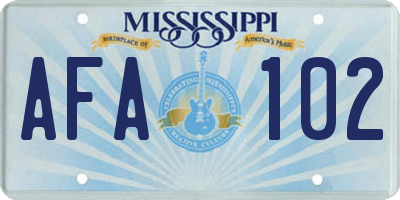 MS license plate AFA102