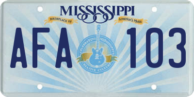 MS license plate AFA103