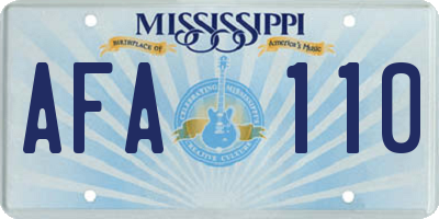 MS license plate AFA110