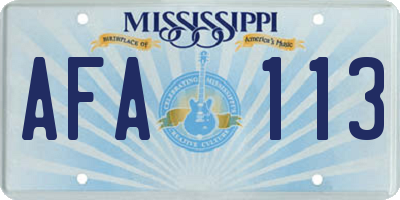 MS license plate AFA113