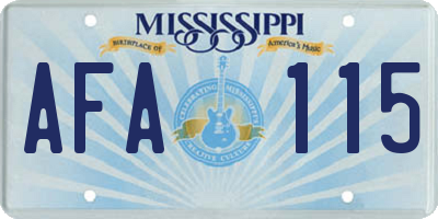 MS license plate AFA115
