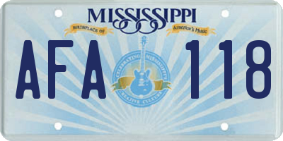 MS license plate AFA118