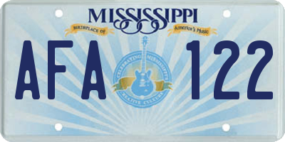 MS license plate AFA122