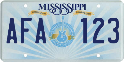 MS license plate AFA123