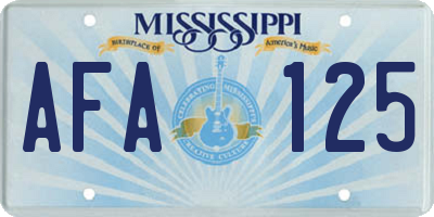 MS license plate AFA125